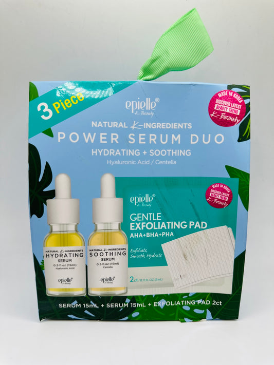 Natural K-Ingredients Power Serum Duo, a 3-piece set focused on hydrating and soothing the skin
