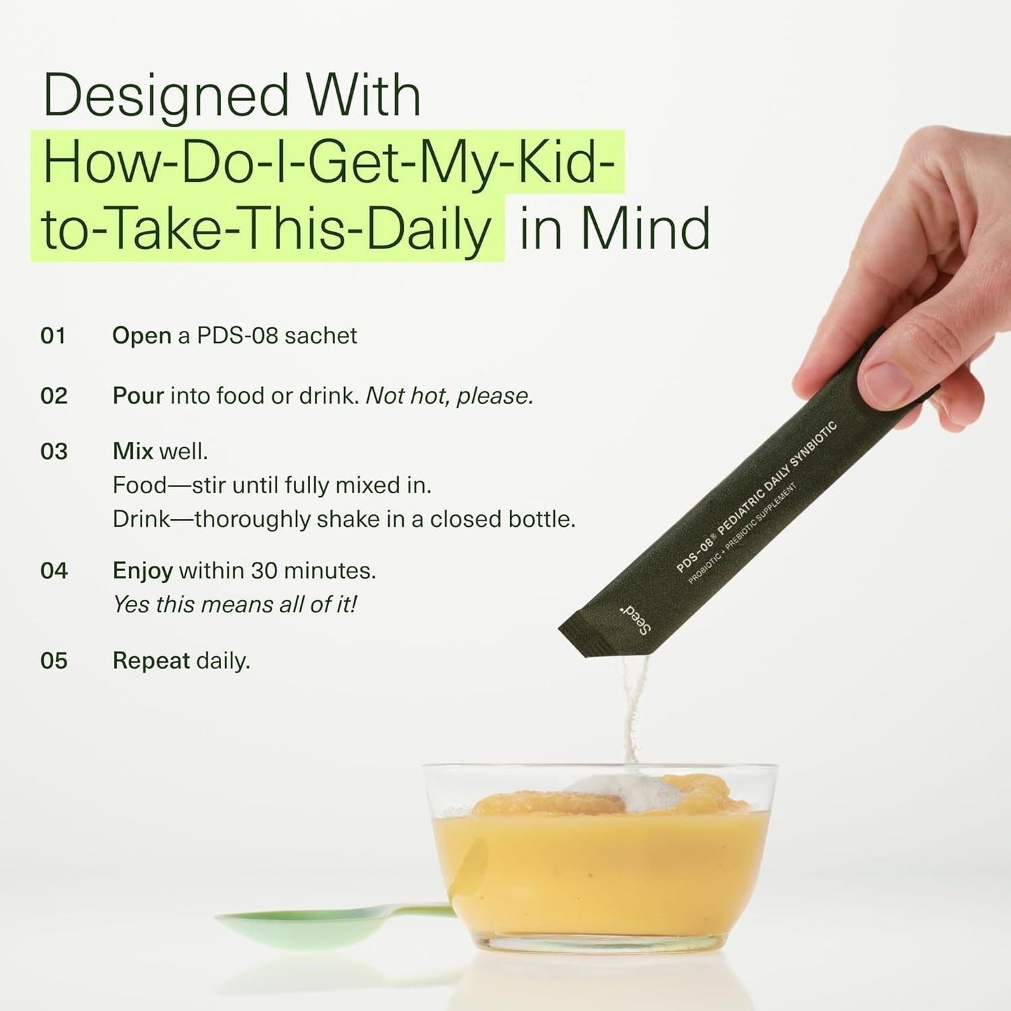 Seed PDS-08® Pediatric Daily Synbiotic, a probiotic and prebiotic supplement for children