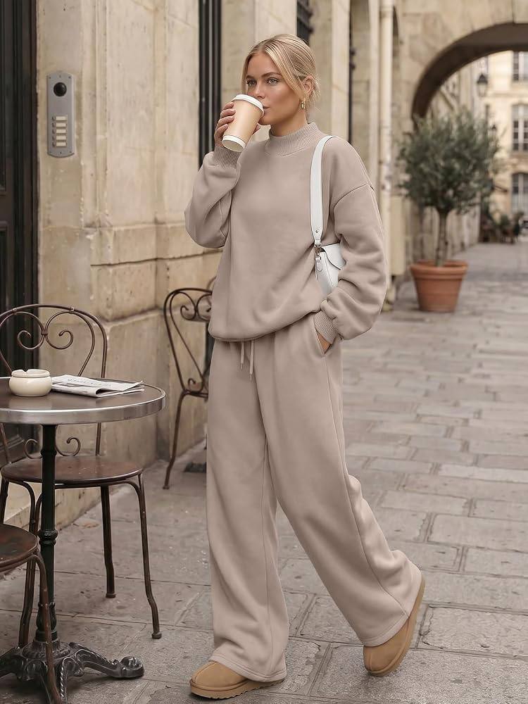 Trendy Queen Women's Mock Neck 2 Piece Sweat Sets Sweatsuits Fall Outfits