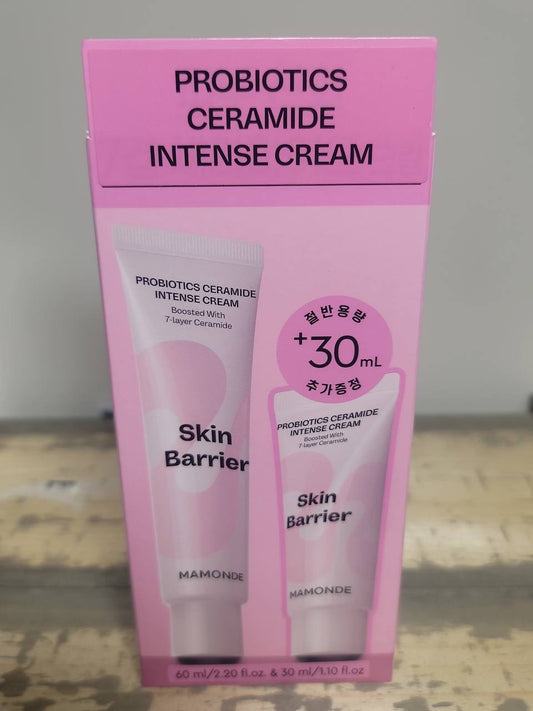Mamonde Probiotics Ceramide Intense Cream, a skincare product focused on strengthening the skin barrier and providing intense hydration.