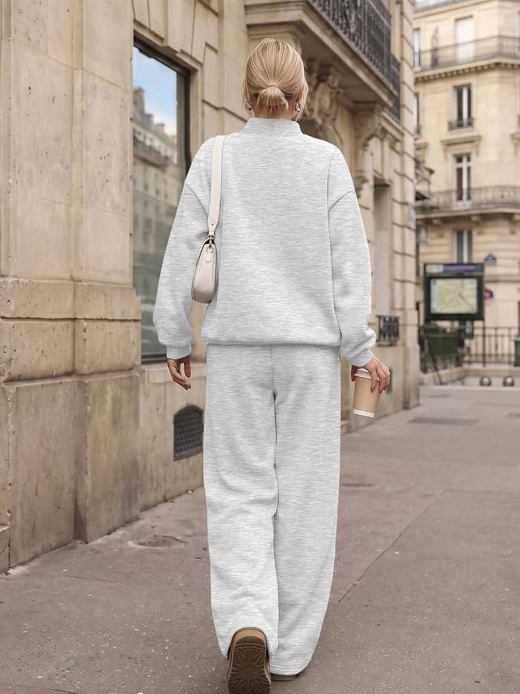 Trendy Queen Women's Mock Neck 2 Piece Sweat Sets Sweatsuits Fall Outfits