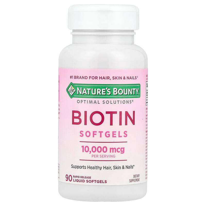 Nature's Bounty Optimal Solutions Biotin 10,000 mcg (90 Rapid Release Liquid Softgels)