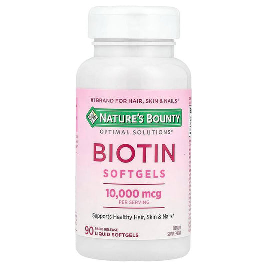 Nature's Bounty Optimal Solutions Biotin 10,000 mcg (90 Rapid Release Liquid Softgels)