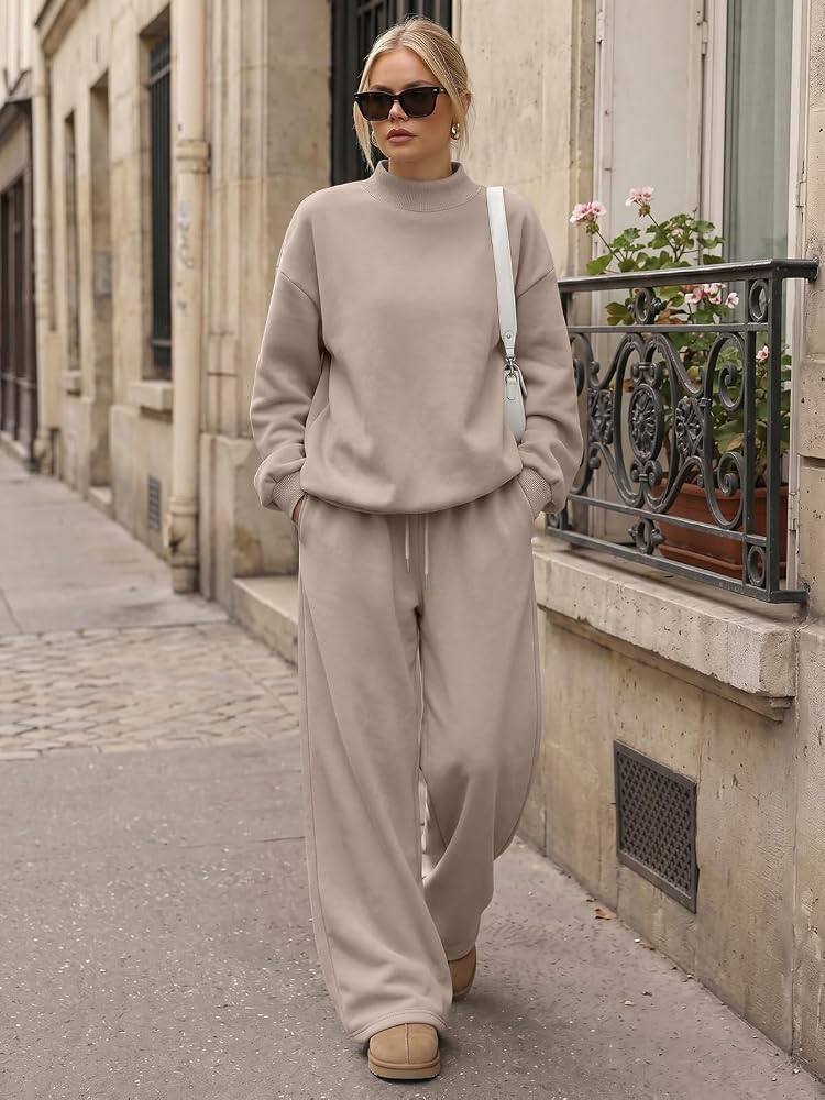 Trendy Queen Women's Mock Neck 2 Piece Sweat Sets Sweatsuits Fall Outfits
