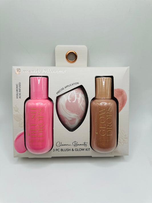 Wendy Bellissimo Clean Beauty 3 PC Blush & Glow Kit & sponge
