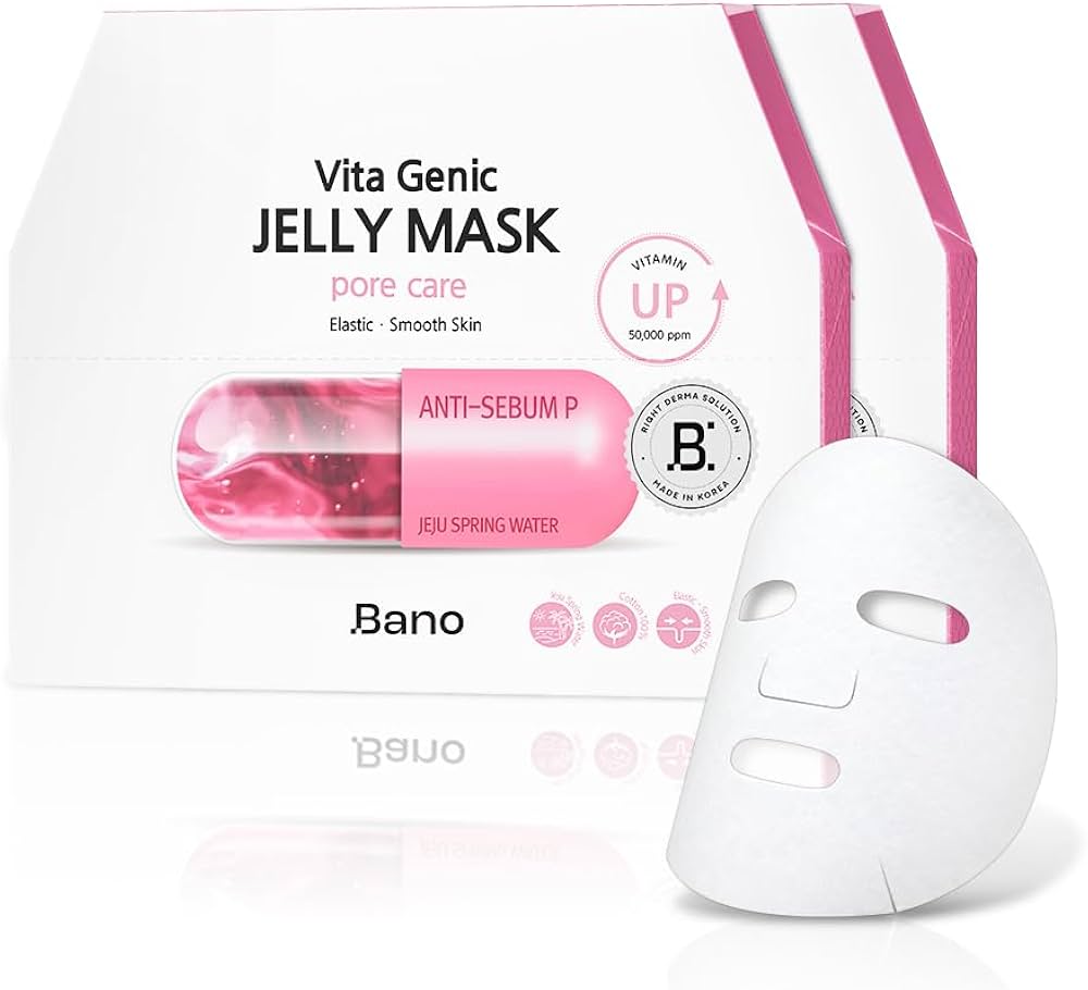 Bano Vita Genic Jelly Face Pore Care Mask 10EA – Hydrating Sheet Mask for Sensitive Skin