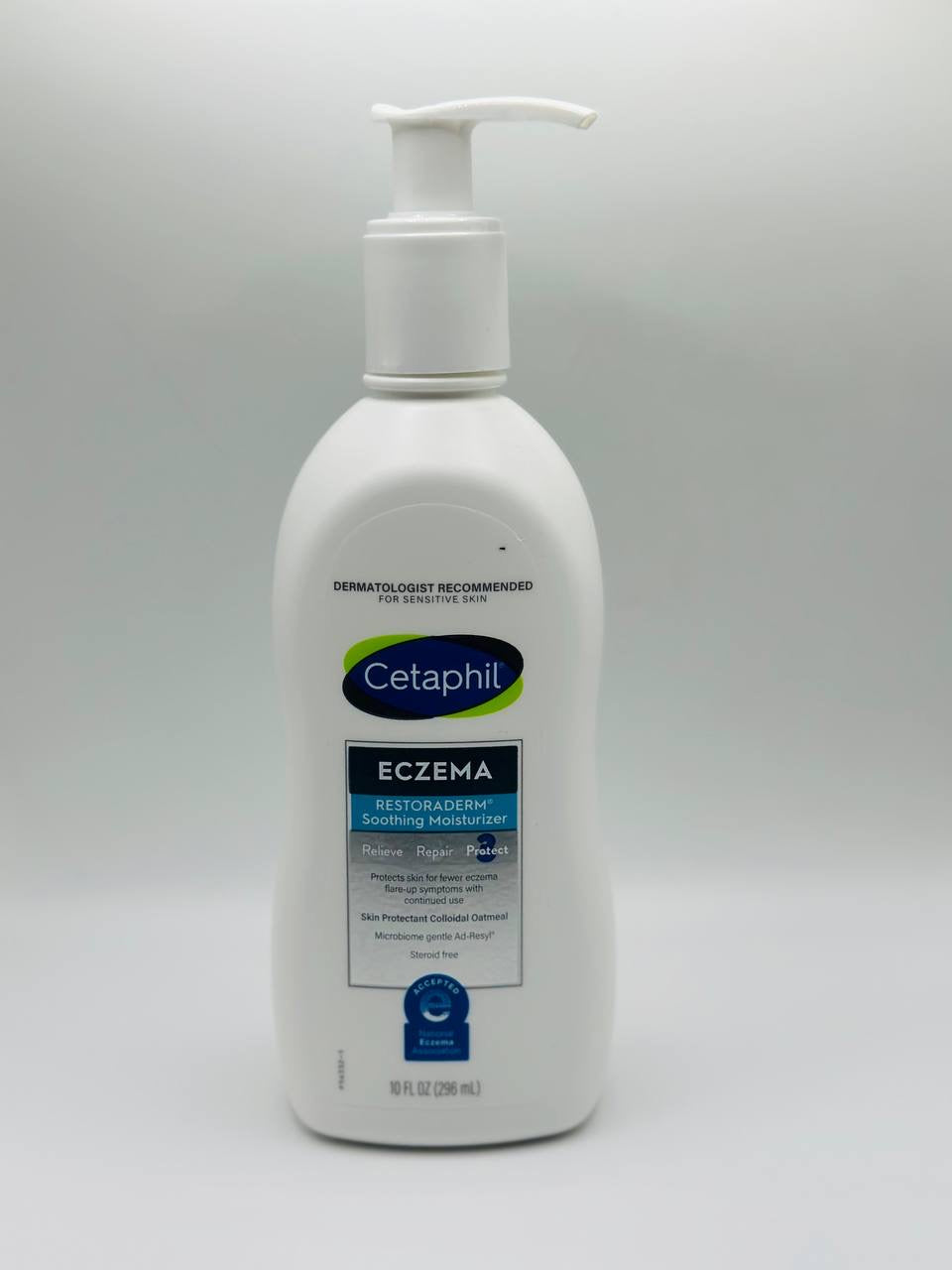 Cetaphil Eczema Restoraderm Soothing Moisturizer, a daily use lotion designed for sensitive, eczema-prone skin
