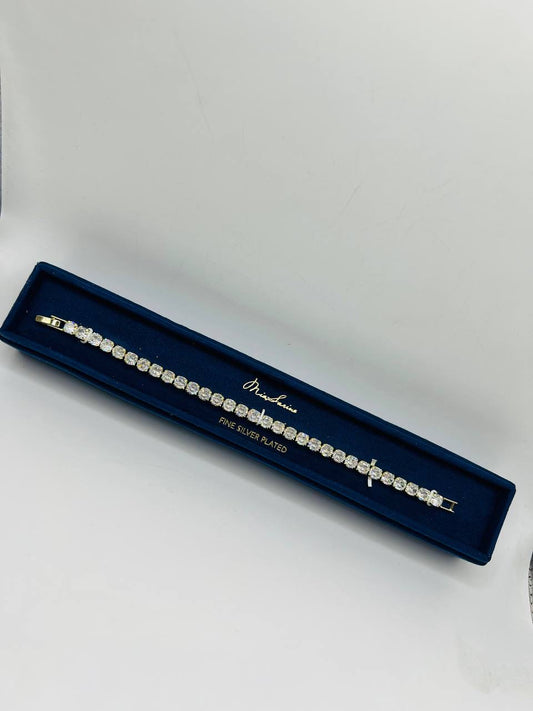 Mia Sarine Fine Silver Plated Tennis Bracelet with sparkling CZ stones