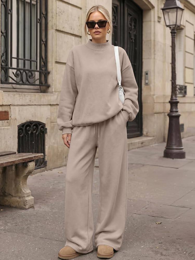 Trendy Queen Women's Mock Neck 2 Piece Sweat Sets Sweatsuits Fall Outfits