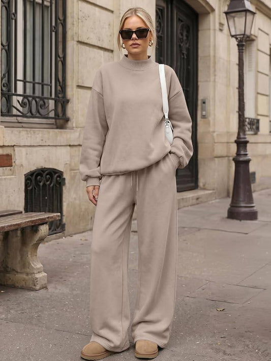 Trendy Queen Women's Mock Neck 2 Piece Sweat Sets Sweatsuits Fall Outfits