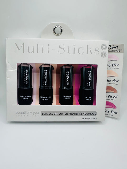 Beautifully You Cosmetics Multi-Sticks set, designed to slim, sculpt, soften, and define the face