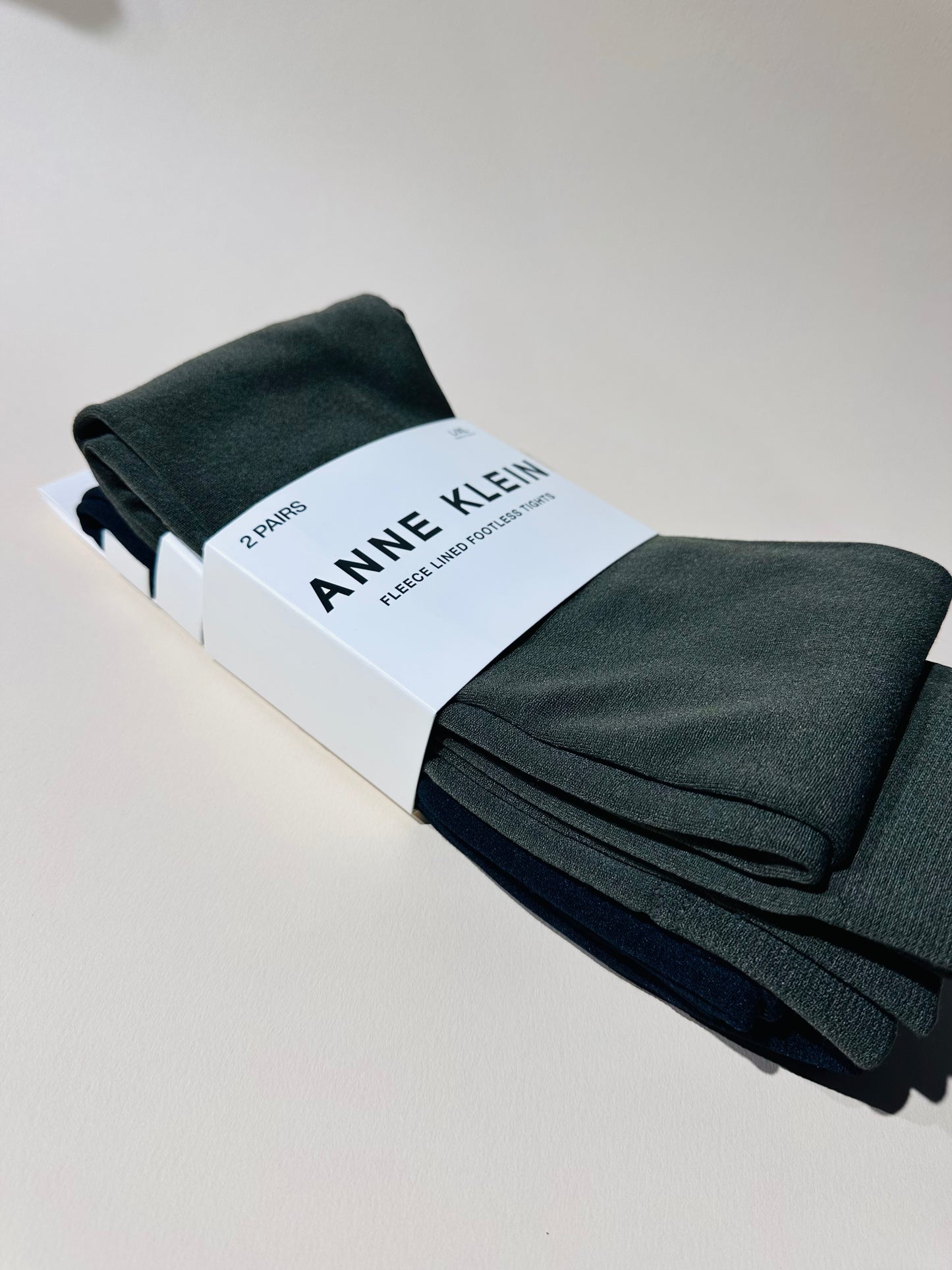 2-pair pack of L/XL Anne Klein fleece-lined footless tights