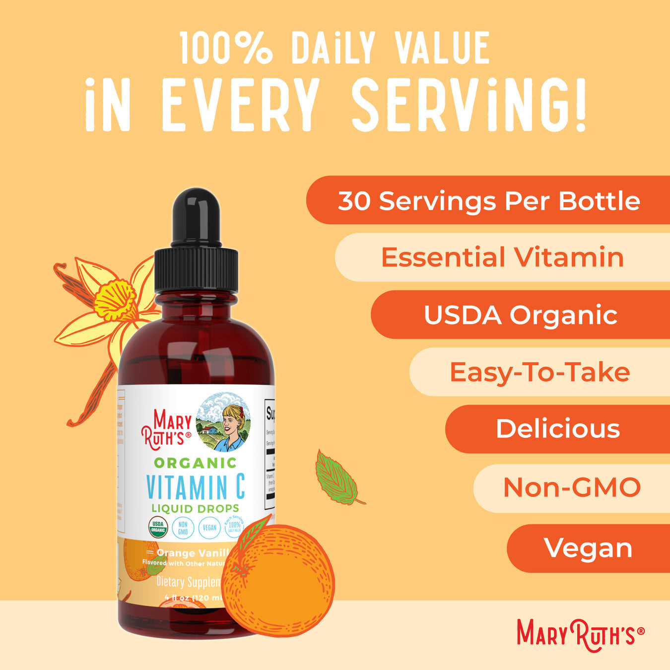 MaryRuth’s Organic Vitamin C Liquid Drops (120 mL / 4 fl.oz)