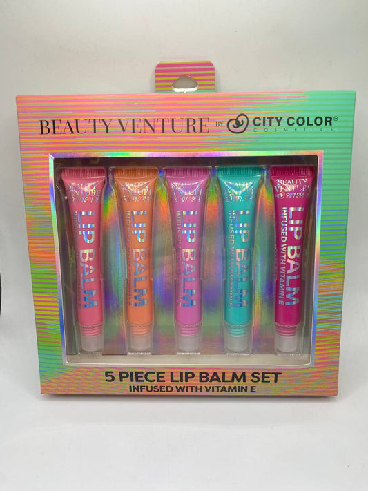Beauty Venture by City Color Cosmetics 5 Piece Lip Balm Set Infused with Vitamin E
