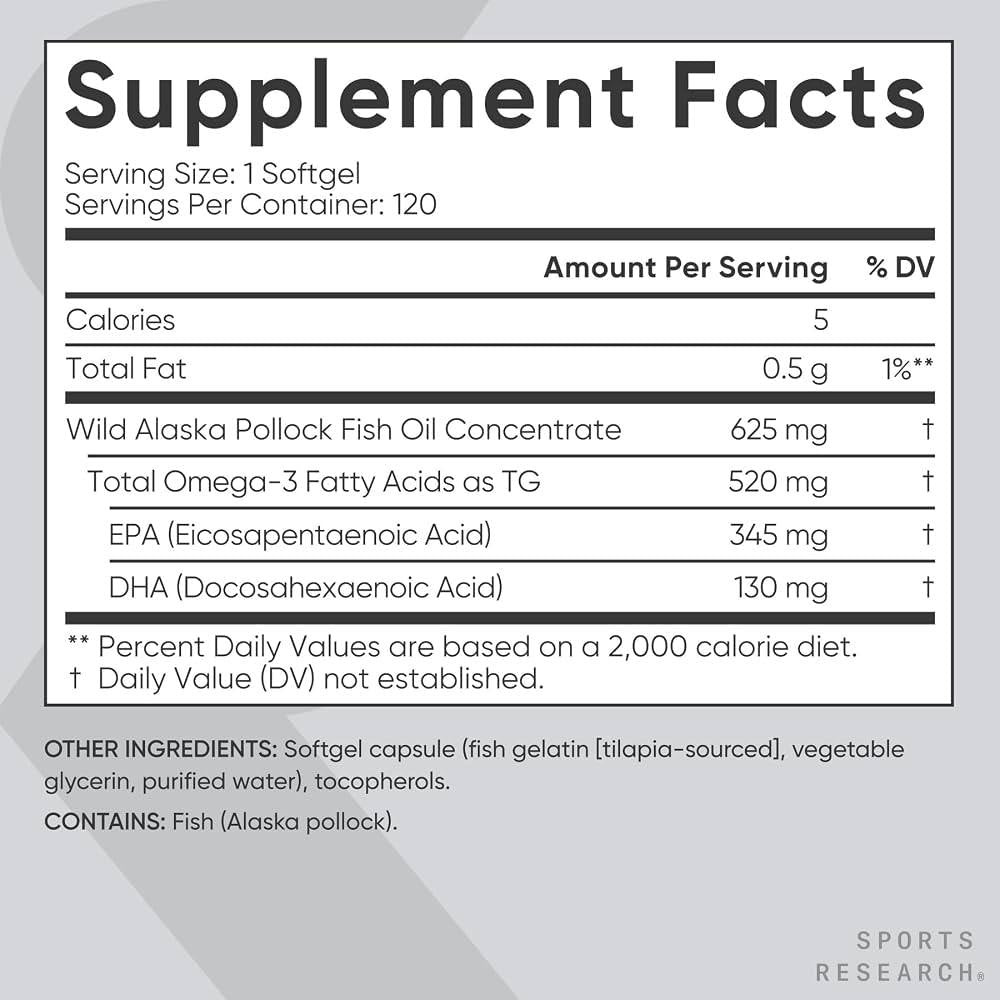 Sports Research Alaskan Omega-3 Fish Oil Mini-Gels 
120 softgels