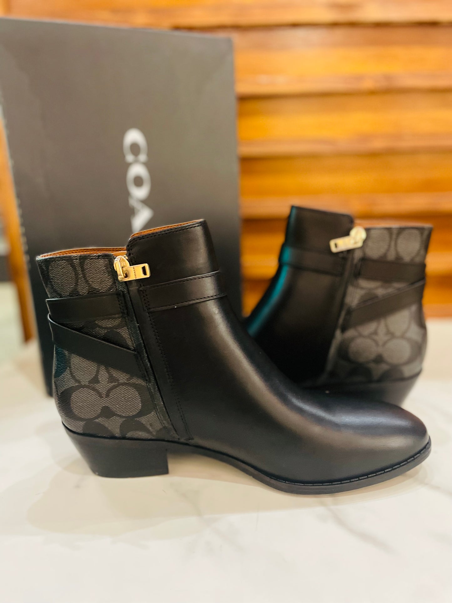 Coach black print boots