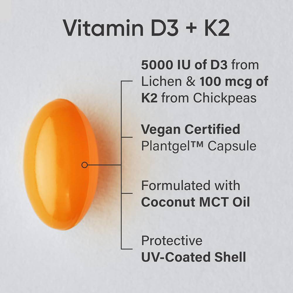 Sports Research Plant-Based D3 + K2 (160 Veggie Softgels)