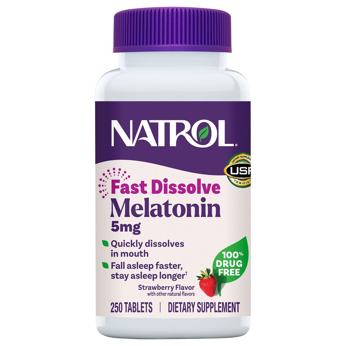 Natrol Fast Dissolve Melatonin tablets with 5mg strength 250 tablets