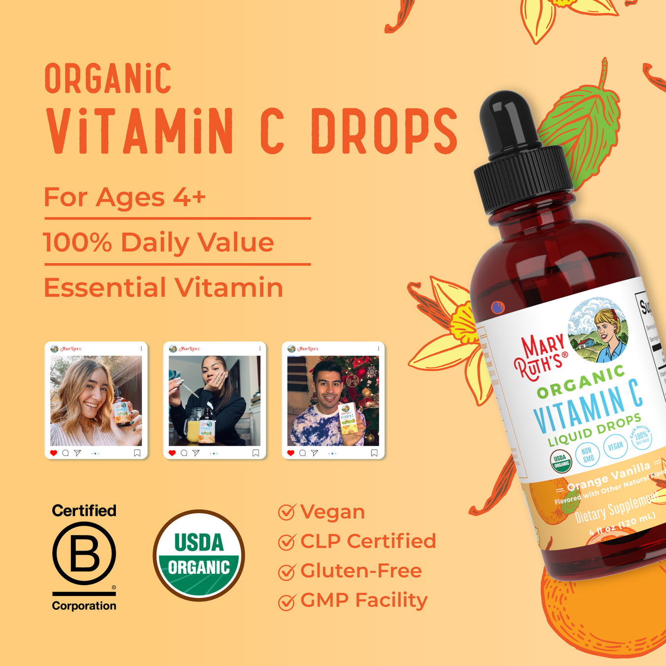 MaryRuth’s Organic Vitamin C Liquid Drops (120 mL / 4 fl.oz)