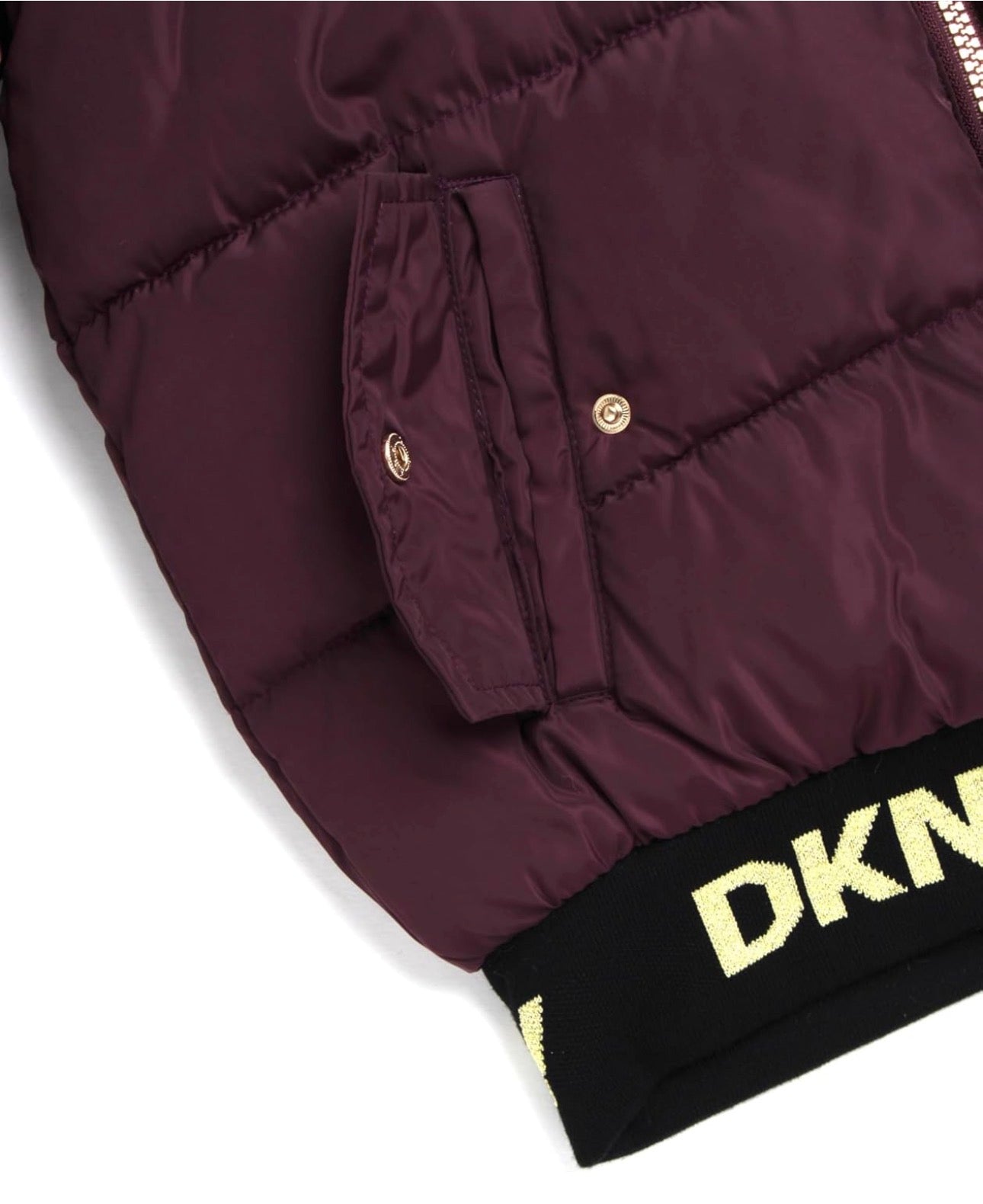 Dkny Girls Hooded Reversible Puffer Jacket with a faux fur lining