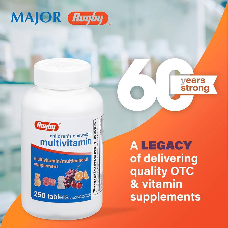 Rugby Children’s Chewable Multivitamin Multi mineral Supplement (250 tablets)