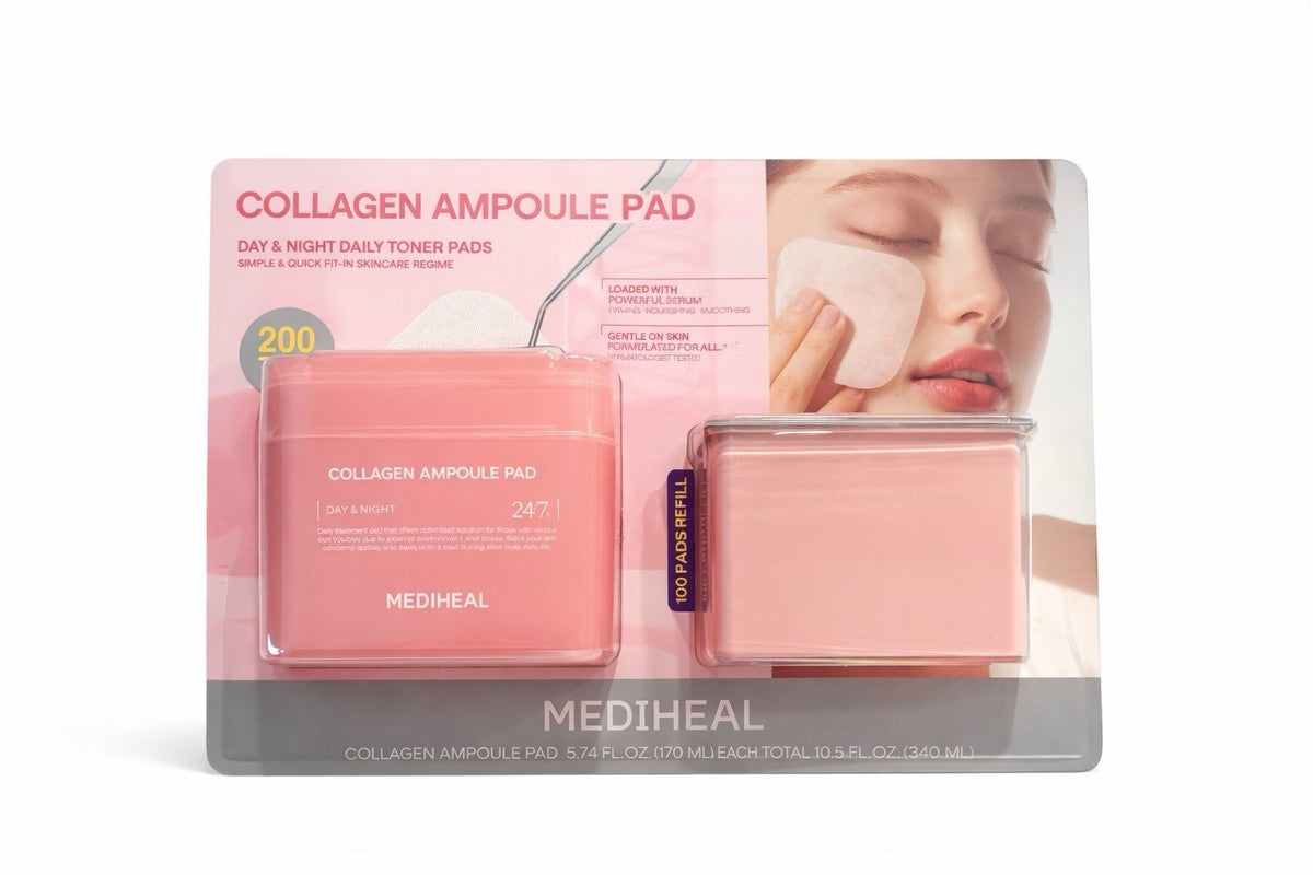 MEDIHEAL Collagen Ampoule Pad Facial Toner Pads Collagen 100CT + 100