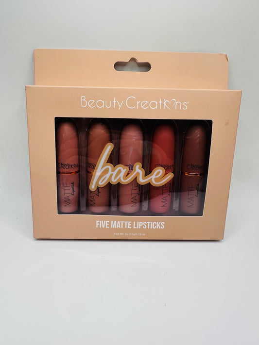 Beauty Creations "Bare" Five Piece Matte Lipstick Set