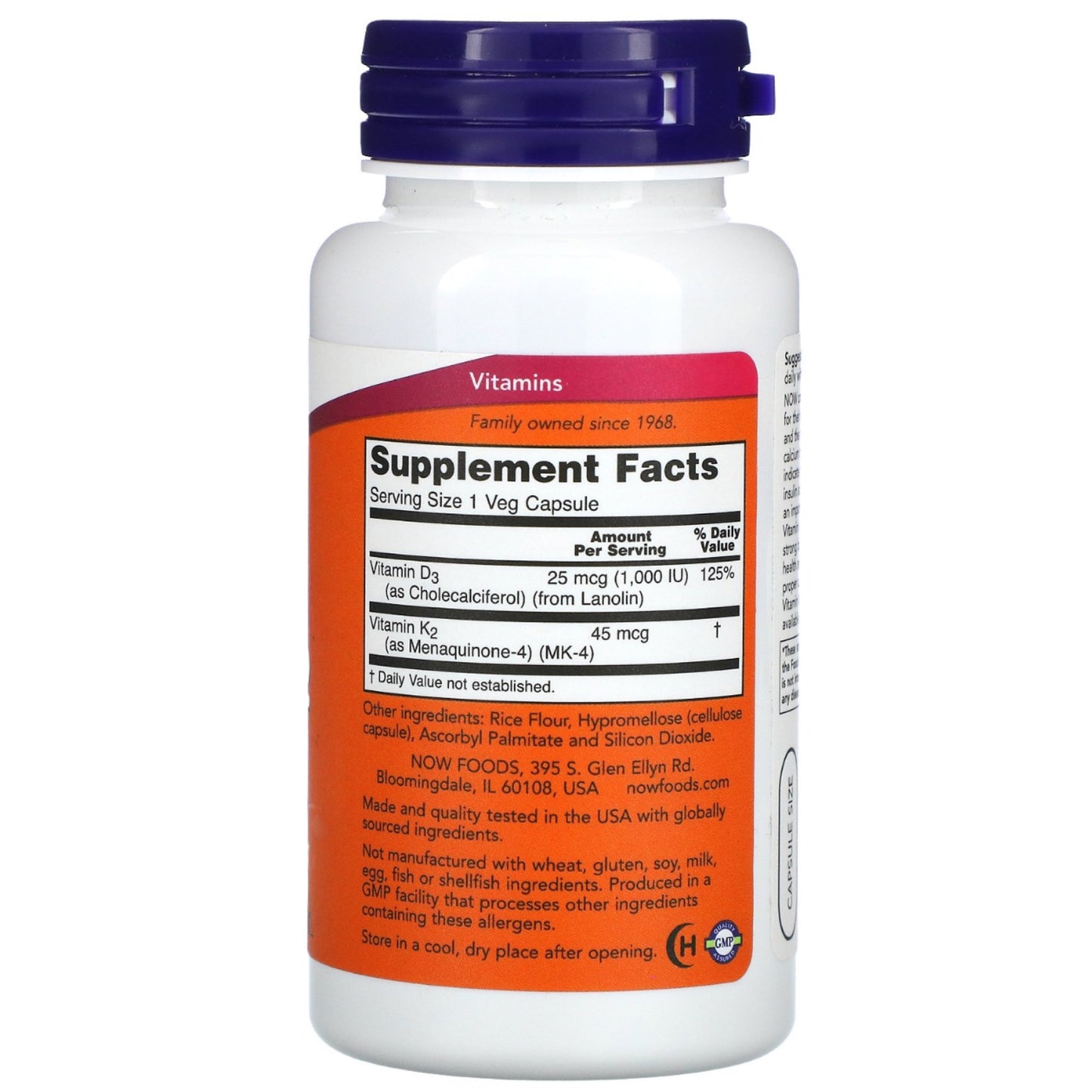 NOW Foods Vitamin D-3 & K-2 120 capsule
