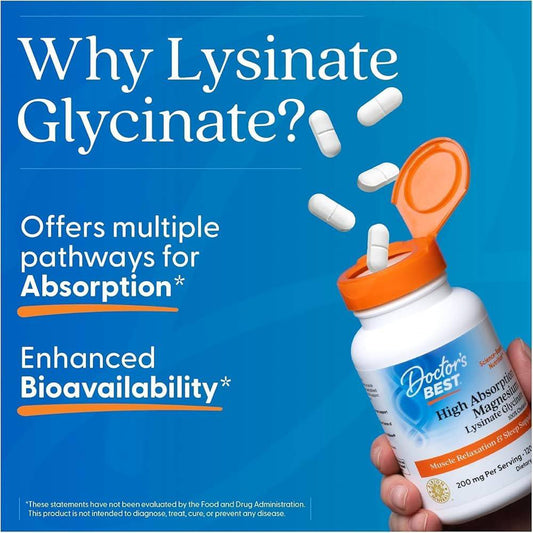 Doctor's Best High Absorption Magnesium Lysinate Glycinate (120 tablets)