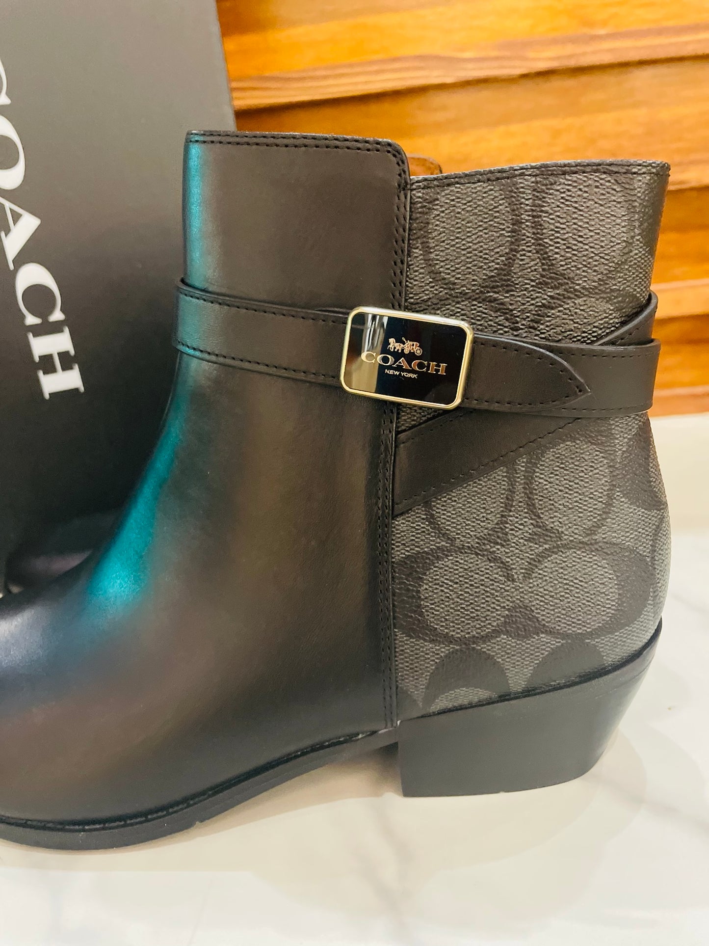 Coach black print boots