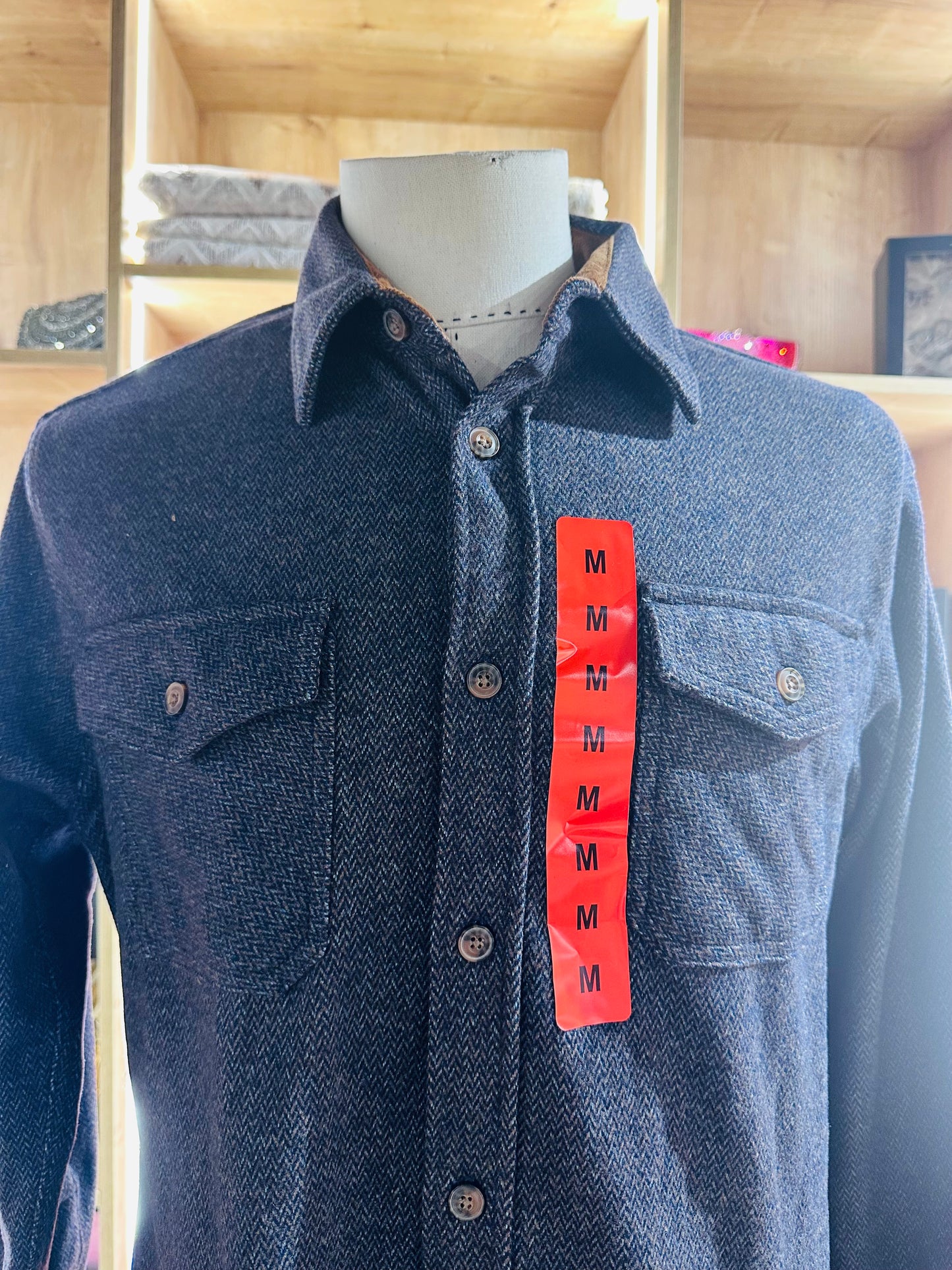 Jachs Men's Wool Blend Sherpa Lined Flannel Shirt Jacket