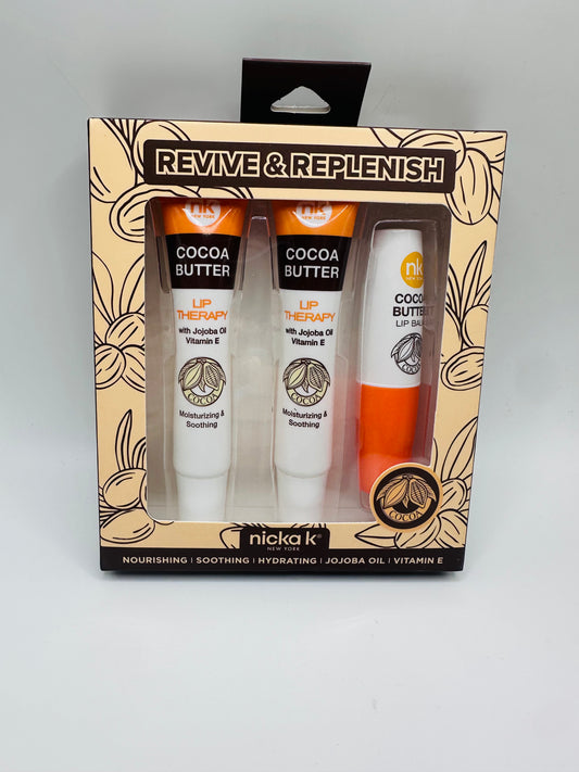 Nicka K New York Revive & Replenish Cocoa Butter Lip Therapy set