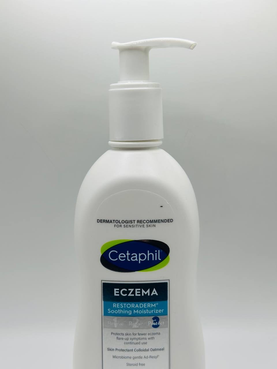 Cetaphil Eczema Restoraderm Soothing Moisturizer, a daily use lotion designed for sensitive, eczema-prone skin