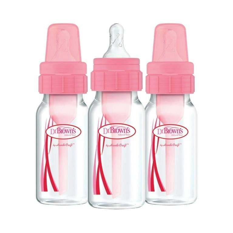 Dr brown's a 3-pack of Natural Flow Narrow Baby Bottles, 4 oz (120 mL) in pink