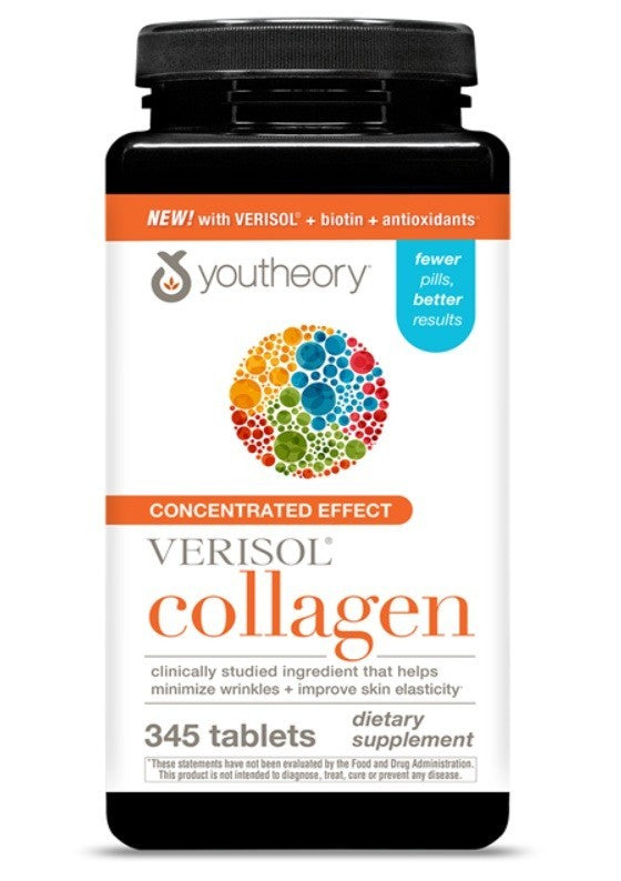 youtheory Concentrated Effect Verisol Collagen, 345 Count Supports Skin, Hair