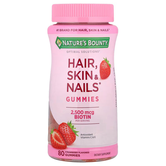 Nature's Bounty Hair, Skin & Nails Gummies, Strawberry, 80 Gummies