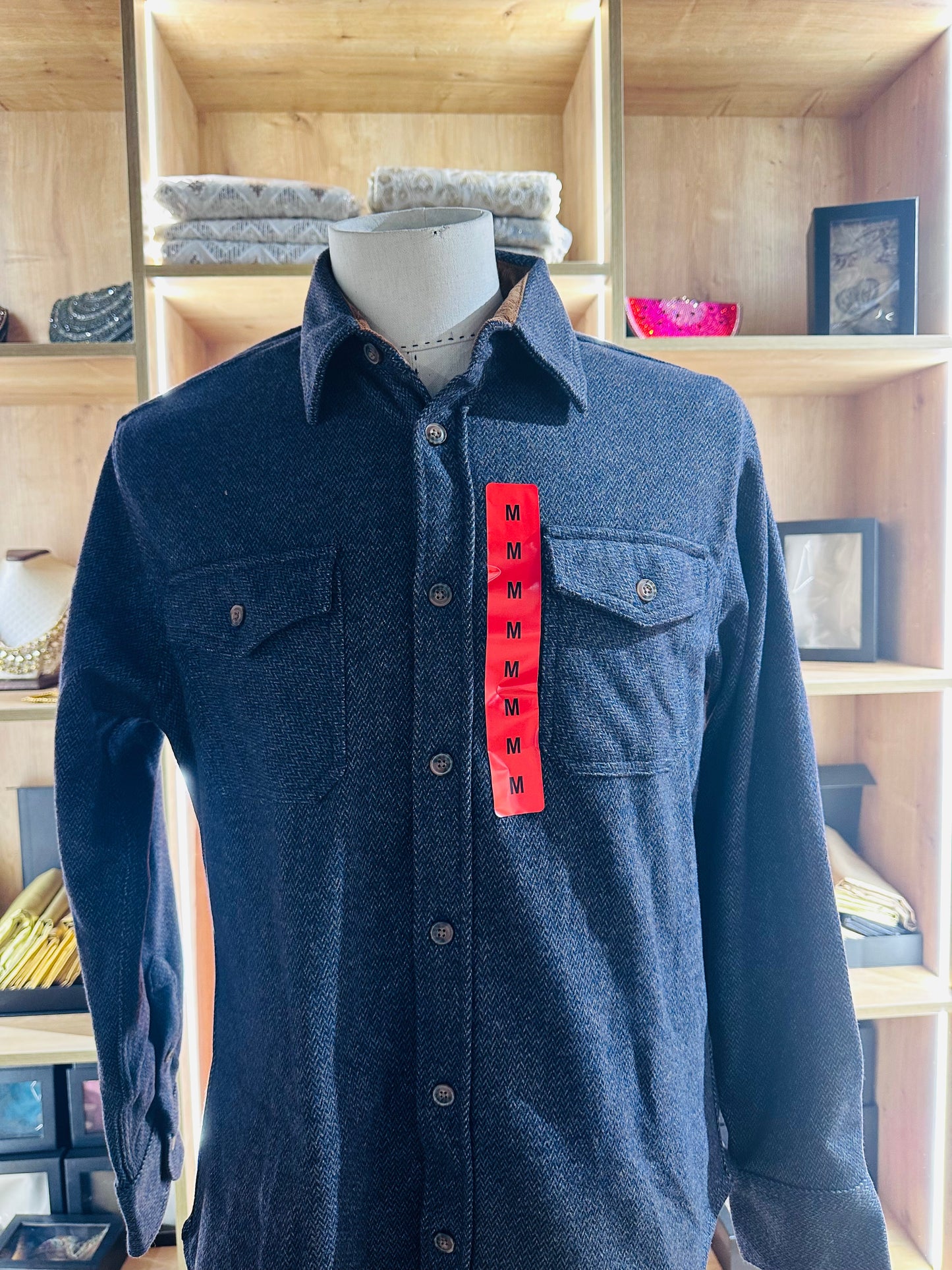 Jachs Men's Wool Blend Sherpa Lined Flannel Shirt Jacket