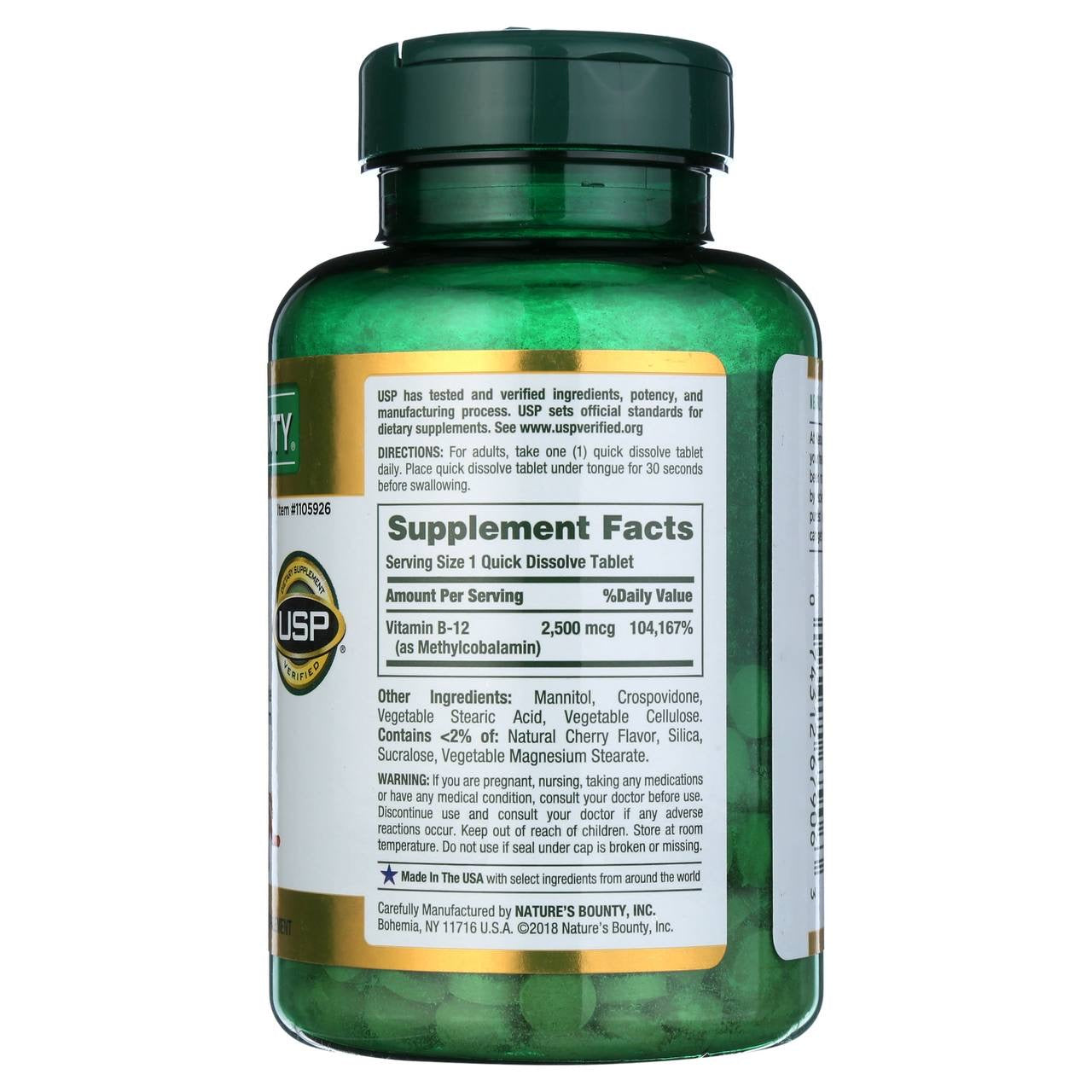 Natures Bounty Vitamin B-1 2500mcg 300 Tabs