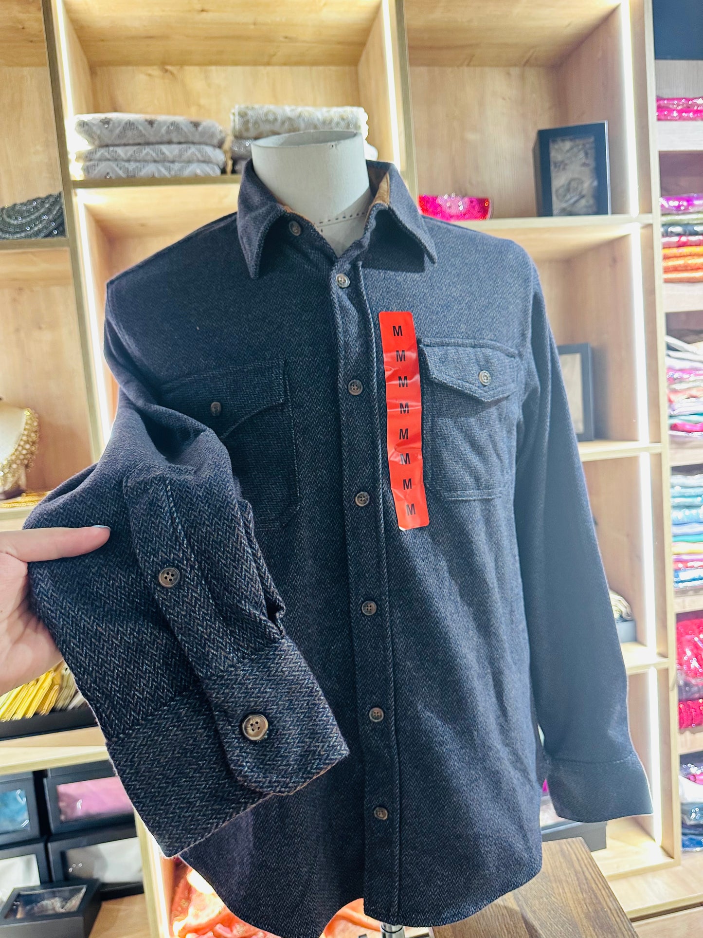 Jachs Men's Wool Blend Sherpa Lined Flannel Shirt Jacket