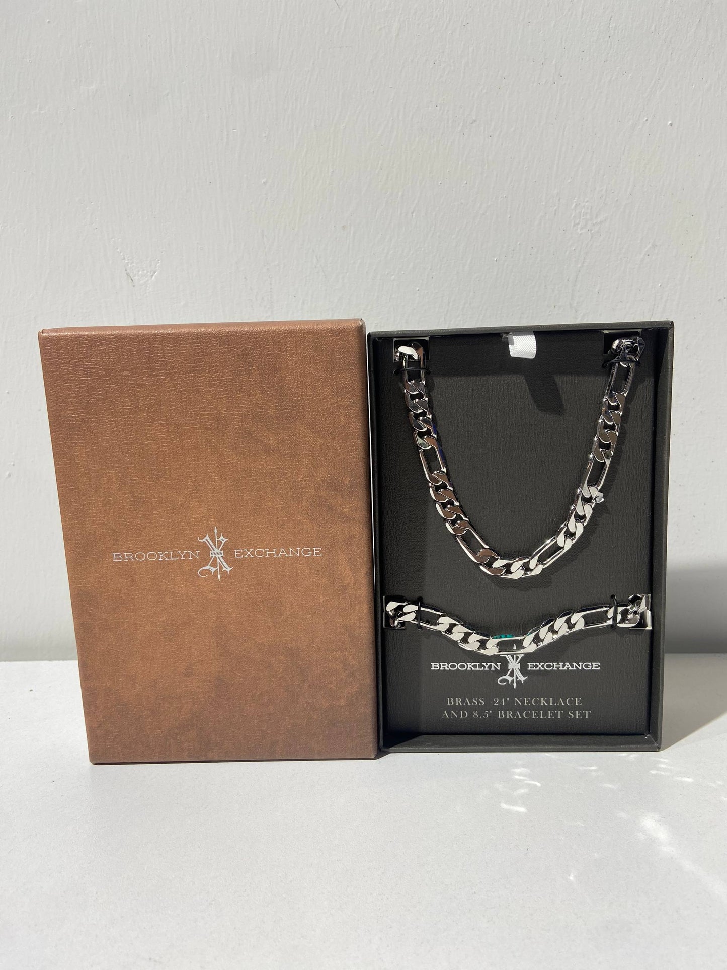 Brooklyn Exchange Brass Necklace and  Bracelet Set