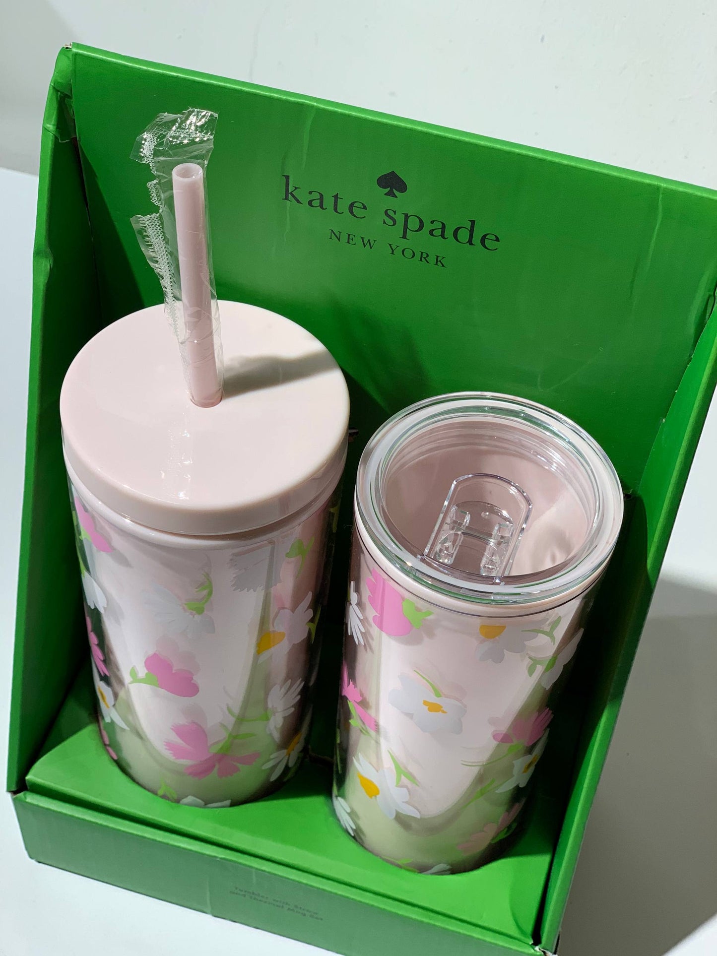 Kate Spade tumbler with straw and thermal mug gift box set