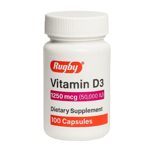 Rugby vitamin D3 1250 Mcg         (50,000 IU)(100 capsules)