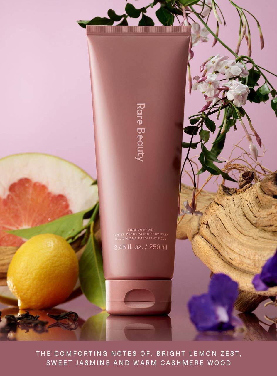 Rare beauty find comfort gentle exfoliating body wash  
250 ml / 8.45 fl.oz