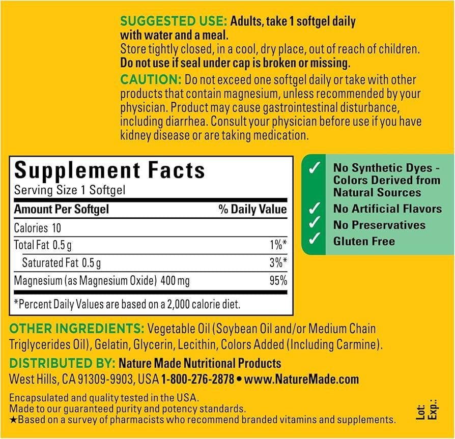 Nature made Magnesium 110 softgels