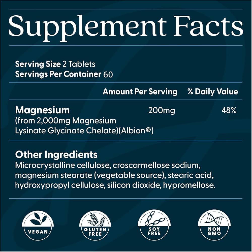 Doctor's Best High Absorption Magnesium Lysinate Glycinate (120 tablets)