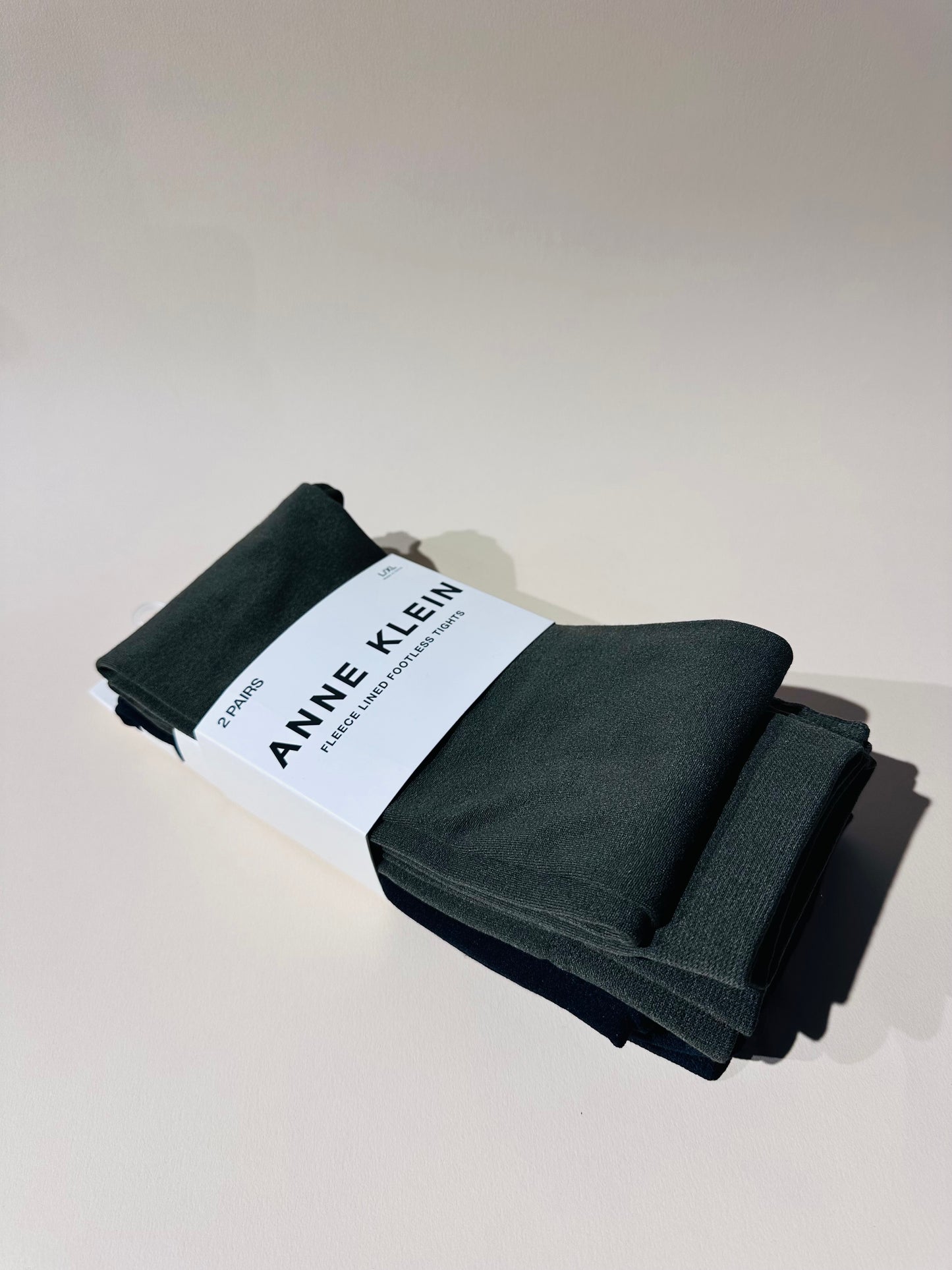 2-pair pack of L/XL Anne Klein fleece-lined footless tights