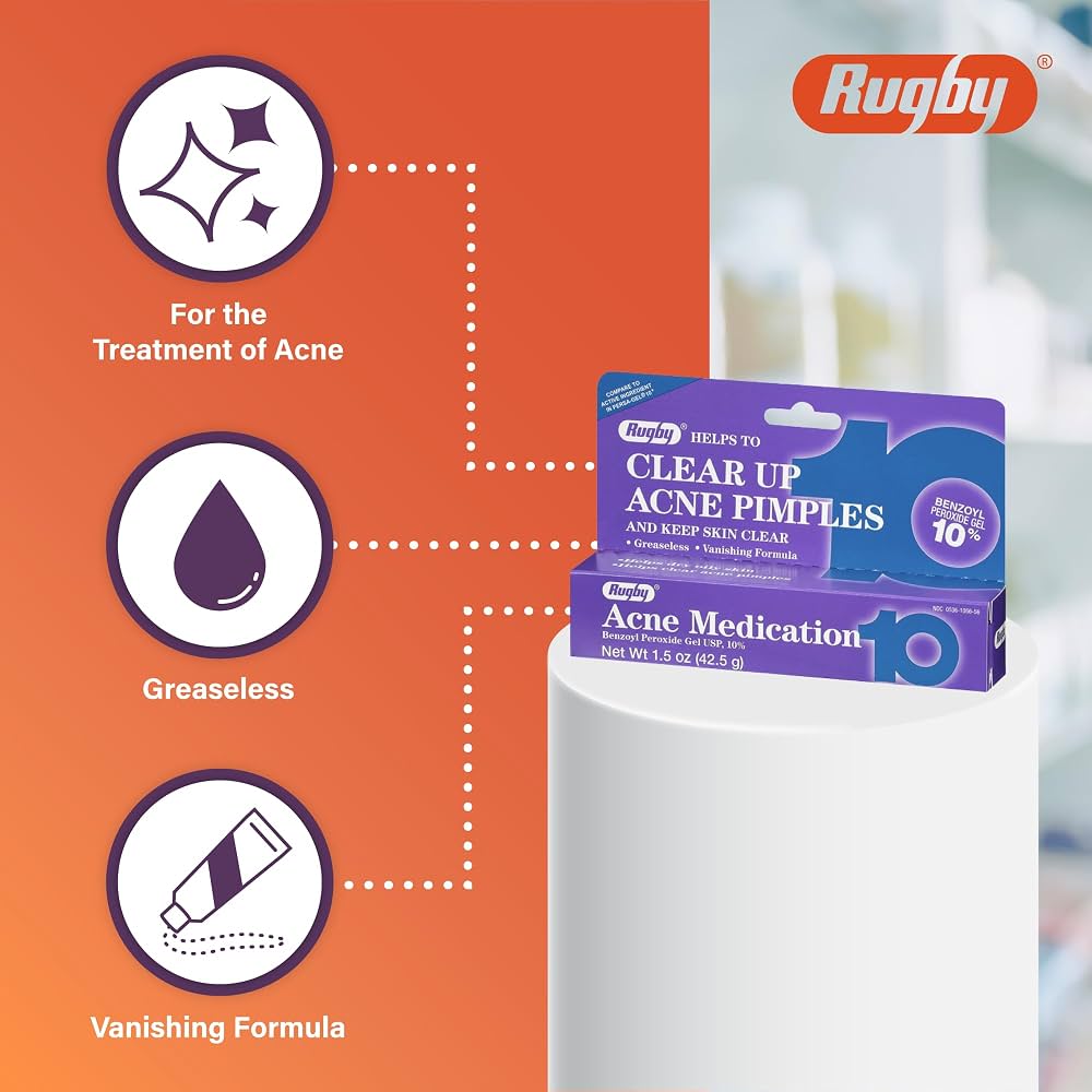 Rugby Acne Medication 10 Pimple Treatment Benzoyl Peroxide Gel 10%