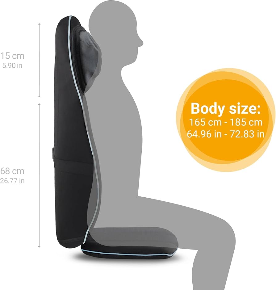 Medisana MCN Shiatsu Massage Seat Cover, designed to provide intensive massage, spot massage, and gentle heat for the back and neck
