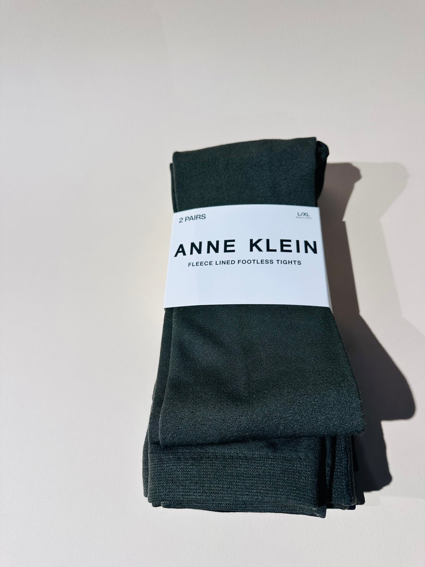 2-pair pack of L/XL Anne Klein fleece-lined footless tights