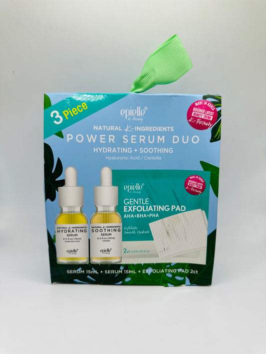 Natural K-Ingredients Power Serum Duo, a 3-piece set focused on hydrating and soothing the skin